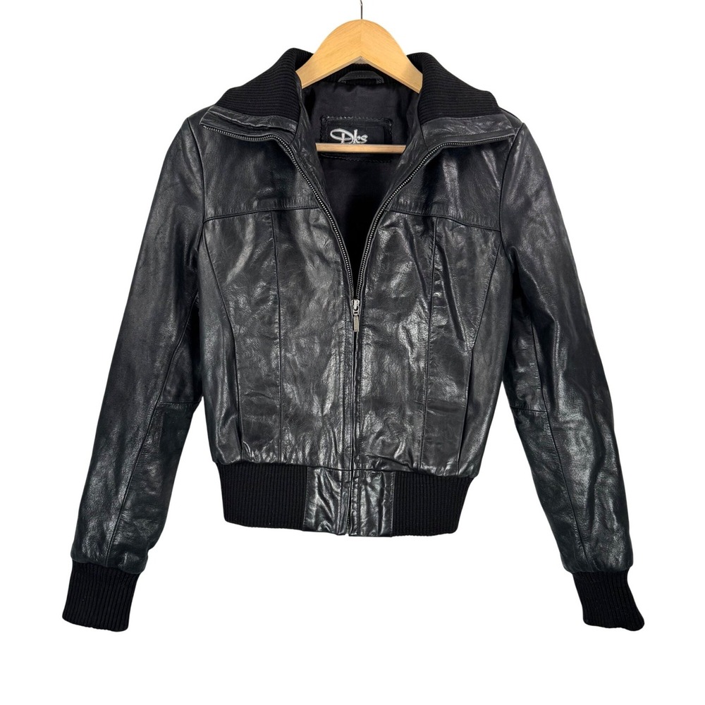DKS France‎ leather moto Jacket black grunge Y2K 90s sz S